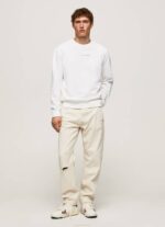 Pepe Jeans logopainattu puuvillainen collegepaita miehet valkoinen TB00897 - Image 2