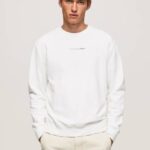 Pepe Jeans logopainattu puuvillainen collegepaita miehet valkoinen TB00897