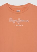 Pepe Jeans logopainattu puuvillapusero tyttö persikka TB001405 - Image 3