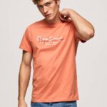 Pepe Jeans logopainatus t-paita miehet kurpitsa appelsiini TB00991