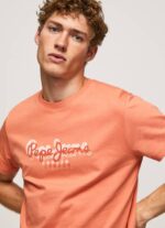Pepe Jeans logopainatus t-paita miehet kurpitsa appelsiini TB00991 - Image 3