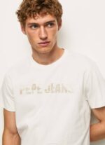 Pepe Jeans logopainatus t-paita miehet luonnonvalkoinen TB00961