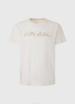 Pepe Jeans logopainatus t-paita miehet luonnonvalkoinen TB00961 - Image 5