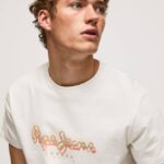 Pepe Jeans logopainatus t-paita miehet luonnonvalkoinen TB00992