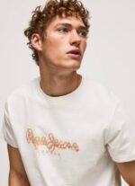 Pepe Jeans logopainatus t-paita miehet luonnonvalkoinen TB00992