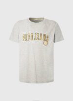 Pepe Jeans logopainatus t-paita miehet vaaleanharmaa merimereli TB00971 - Image 5