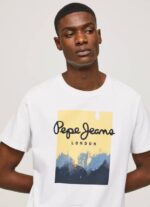 Pepe Jeans logopainatus t-paita miehet valkoinen TB00974