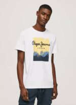 Pepe Jeans logopainatus t-paita miehet valkoinen TB00974 - Image 3