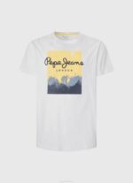 Pepe Jeans logopainatus t-paita miehet valkoinen TB00974 - Image 5