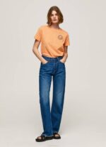 Pepe Jeans logopainatus t-paita naiset persikka TB00394 - Image 2