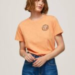Pepe Jeans logopainatus t-paita naiset persikka TB00394