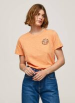 Pepe Jeans logopainatus t-paita naiset persikka TB00394