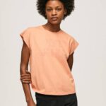 Pepe Jeans logopainatus t-paita naiset persikka TB00434