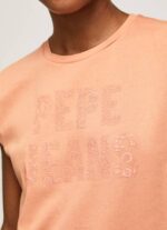 Pepe Jeans logopainatus t-paita naiset persikka TB00434 - Image 3