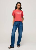 Pepe Jeans logopainatus t-paita naiset studio punainen TB00379 - Image 2