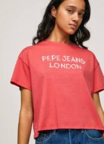 Pepe Jeans logopainatus t-paita naiset studio punainen TB00379 - Image 3