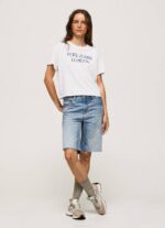 Pepe Jeans logopainatus t-paita naiset valkoinen TB00378 - Image 2