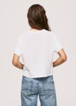 Pepe Jeans logopainatus t-paita naiset valkoinen TB00378 - Image 4
