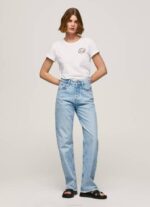 Pepe Jeans logopainatus t-paita naiset valkoinen TB00381 - Image 2
