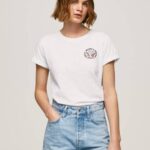 Pepe Jeans logopainatus t-paita naiset valkoinen TB00381