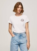 Pepe Jeans logopainatus t-paita naiset valkoinen TB00381