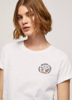 Pepe Jeans logopainatus t-paita naiset valkoinen TB00381 - Image 3