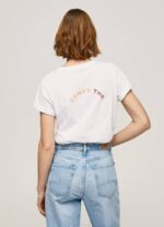 Pepe Jeans logopainatus t-paita naiset valkoinen TB00381 - Image 4