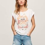 Pepe Jeans logopainatus t-paita naiset valkoinen TB00463