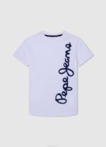 Pepe Jeans logopainatus t-paita poika luonnonvalkoinen TB001620 - Image 4
