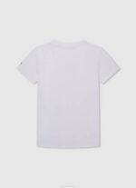 Pepe Jeans logopainatus t-paita poika luonnonvalkoinen TB001643 - Image 2