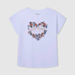 Pepe Jeans logopainatus t-paita tyttö valkoinen TB001452