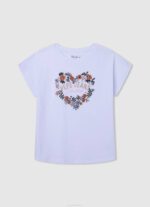 Pepe Jeans logopainatus t-paita tyttö valkoinen TB001452