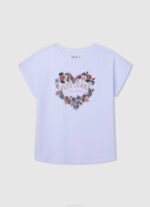 Pepe Jeans logopainatus t-paita tyttö valkoinen TB001455 - Image 5