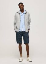 Pepe Jeans logopainatus vetoketjullinen pusero miehet harmaa marli TB00883 - Image 2