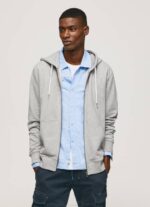 Pepe Jeans logopainatus vetoketjullinen pusero miehet harmaa marli TB00883 - Image 3