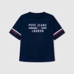 Pepe Jeans logoprintti boxy fit t-paita tyttö valtameri TB001448
