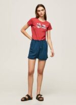 Pepe Jeans logoprintti lycra t-paita naiset studio punainen TB00384 - Image 2