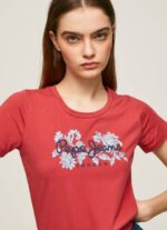 Pepe Jeans logoprintti lycra t-paita naiset studio punainen TB00384