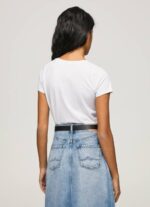 Pepe Jeans logoprintti lycra t-paita naiset valkoinen TB00385 - Image 4