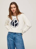 Pepe Jeans logoprintti puuvillajersey naiset valkoinen TB00253 - Image 3