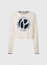 Pepe Jeans logoprintti puuvillajersey naiset valkoinen TB00253 - Image 5