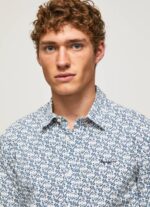 Pepe Jeans lou slim fit popliinipaita miehet valkoinen TB001070 - Image 3