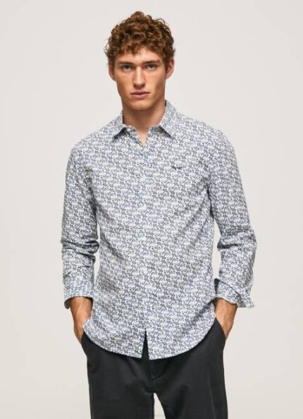 Pepe Jeans lou slim fit popliinipaita miehet valkoinen TB001070