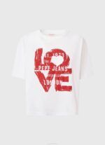 Pepe Jeans love logo print t-paita naiset valkoinen TB00396 - Image 5