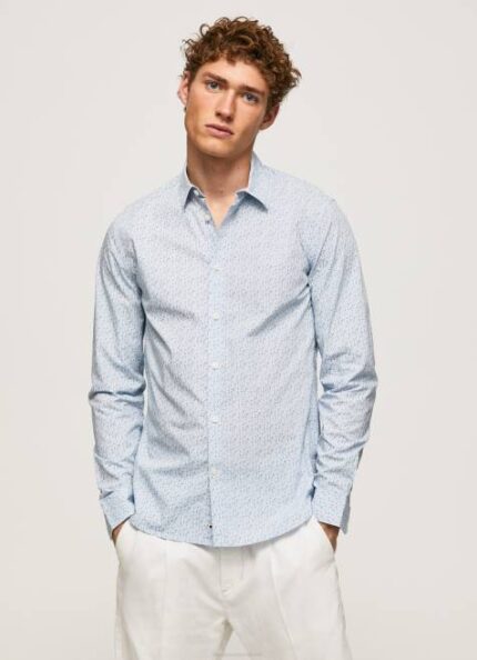 Pepe Jeans lovejoy kukkapopliinipaita miehet valkaisu sininen TB001045