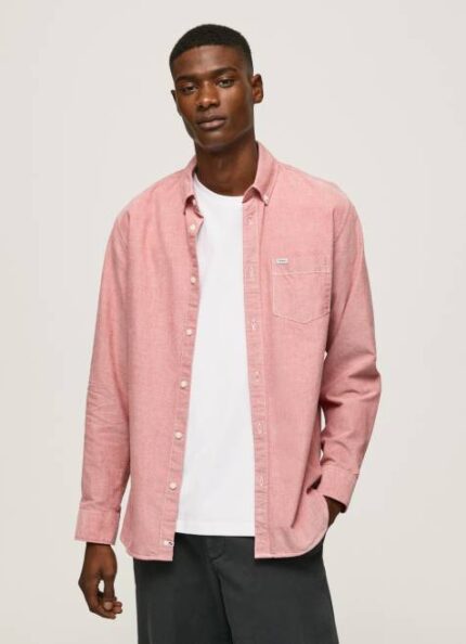 Pepe Jeans Lowell säännöllisesti istuva oxford-paita miehet samea vaaleanpunainen TB001048