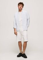 Pepe Jeans lucius ohut raidallinen oxford-paita miehet valkaisu sininen TB001026 - Image 2