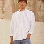 Pepe Jeans lucius ohut raidallinen oxford-paita miehet valkaisu sininen TB001026