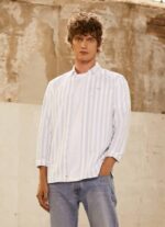 Pepe Jeans lucius ohut raidallinen oxford-paita miehet valkaisu sininen TB001026