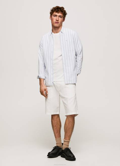 Pepe Jeans lucius ohut raidallinen oxford-paita miehet valkaisu sininen TB001026 - Image 3